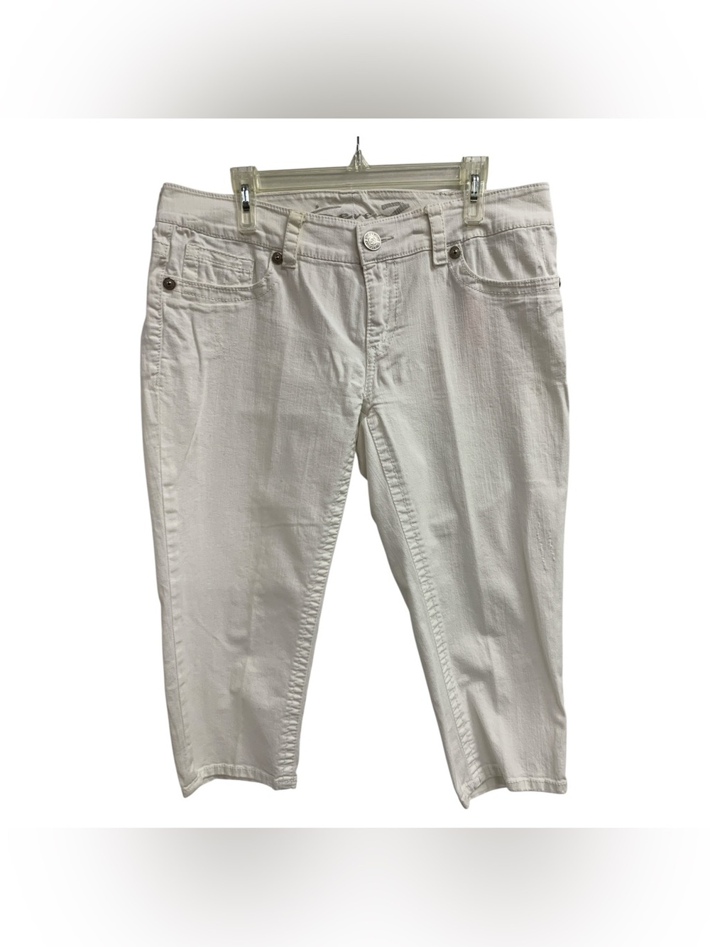 Seven7 White Cropped Stretch Jeans Size L